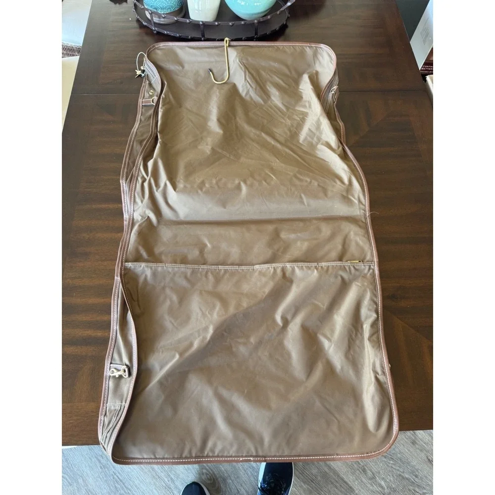 Vintage Executive Travelers Garment Bag‎ Tan Faux Leather Suit Bag (008)